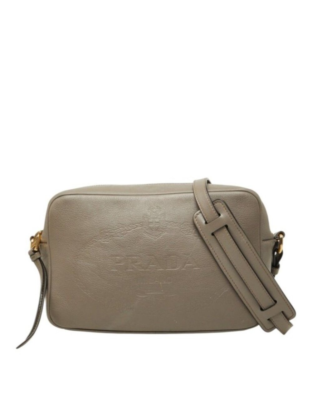 Prada Crossbody Shoulder Bag Gray Leather